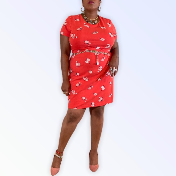 Floral Print Orange Mini Dress - Picture 4 of 4